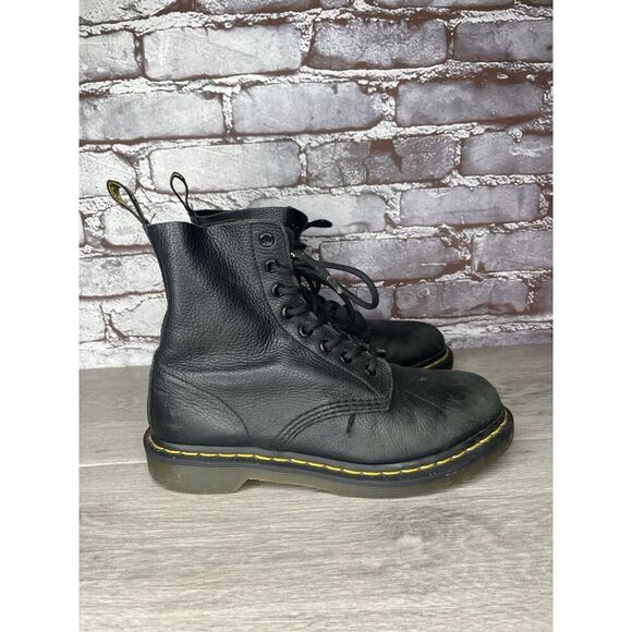 Dr Martens 8 Eyelet 13512 Combat Docs DM Boots Soft Leather Black Size 8 - 179 - Picture 1 of 16